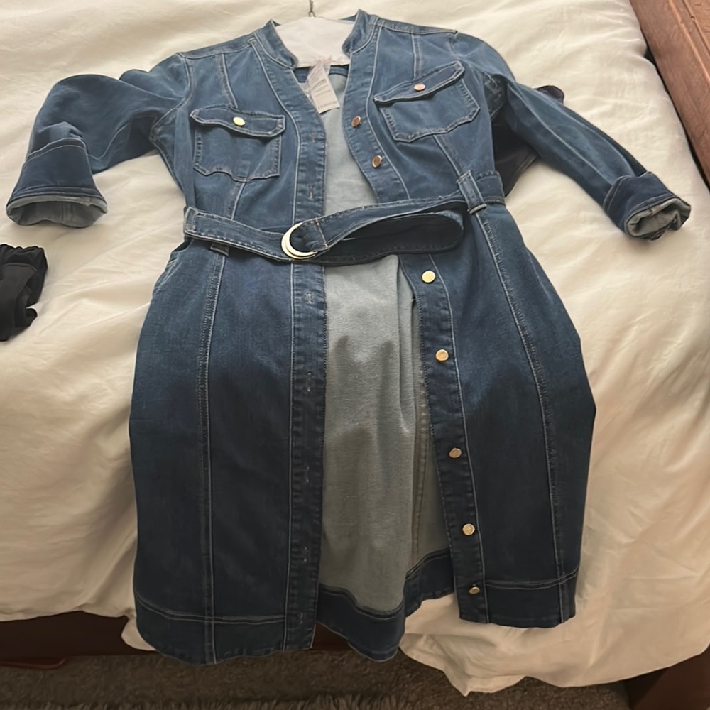 White House Black Market Blue Denim Midi Dress